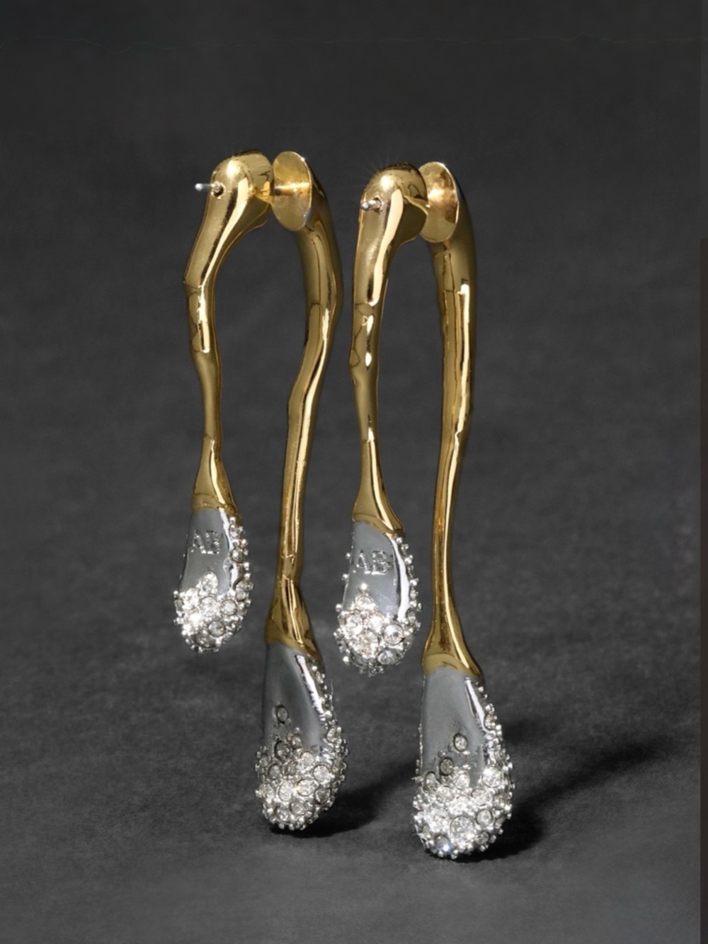 NEW Alexis Bittar Solanales Earrings Front Back Double Drop Gold Clear AU05
